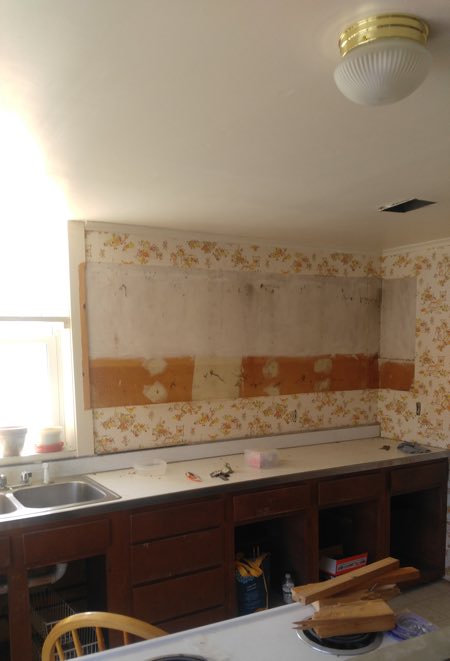 customer kitchen counter and sink before renovation.